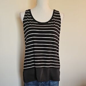 White House Black Market Black and White Striped Tank Top